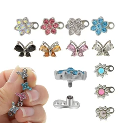 1PC 100% Surgical Steel 14G Micro Skin Diver Dermal Piercing Crystal Top Dermal Anchor Jewelled Piercings TopS Hide in Body