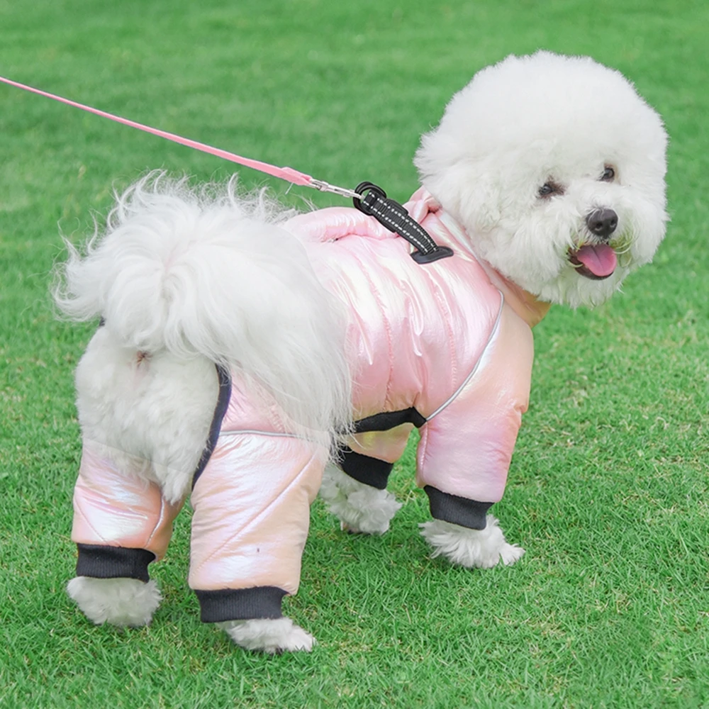 Reflective Winter Small Dog Coats Jumpsuit Waterproof Jackets with D Rings Warm Zip Up Cold Weather Coats for Small Large Dogs