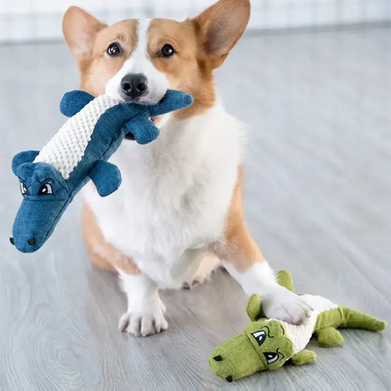 

Pet Chew Toys Interactive Cartoon Animal Plush Alligator Shape Dog Sound Toy Gnawing Grinding Teeth Training Supplies 01