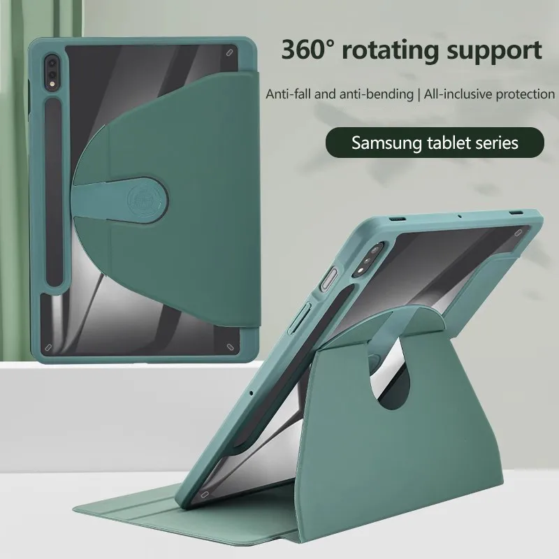 Rotation Acrylic Anti-bending Case For Samsung Galaxy Tab S10 Plus S10+ 12.4 2024 S9 FE Plus S7+ S8 Plus S9 S8 S7 A8 S6 Lite A9