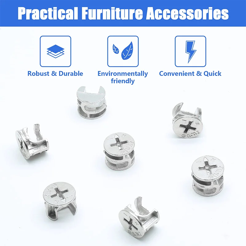 20 Pcs Furniture Cam Lock Nut Fastener 15x12mm Nut Connector Fitting for Cabinet Drawer Wardrobe Panel Connecting Locking Nuts