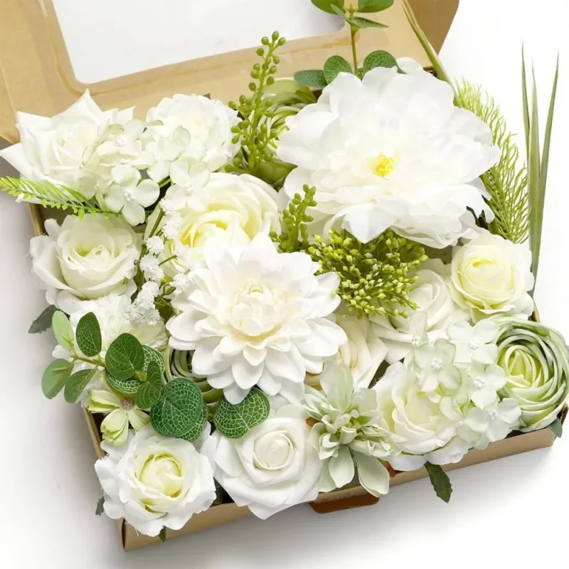 Artificial Flowers Combo Box for DIY Wedding Bridal Bouquets Table Centerpieces Arrangement Mother's Day Valentines Gifts #