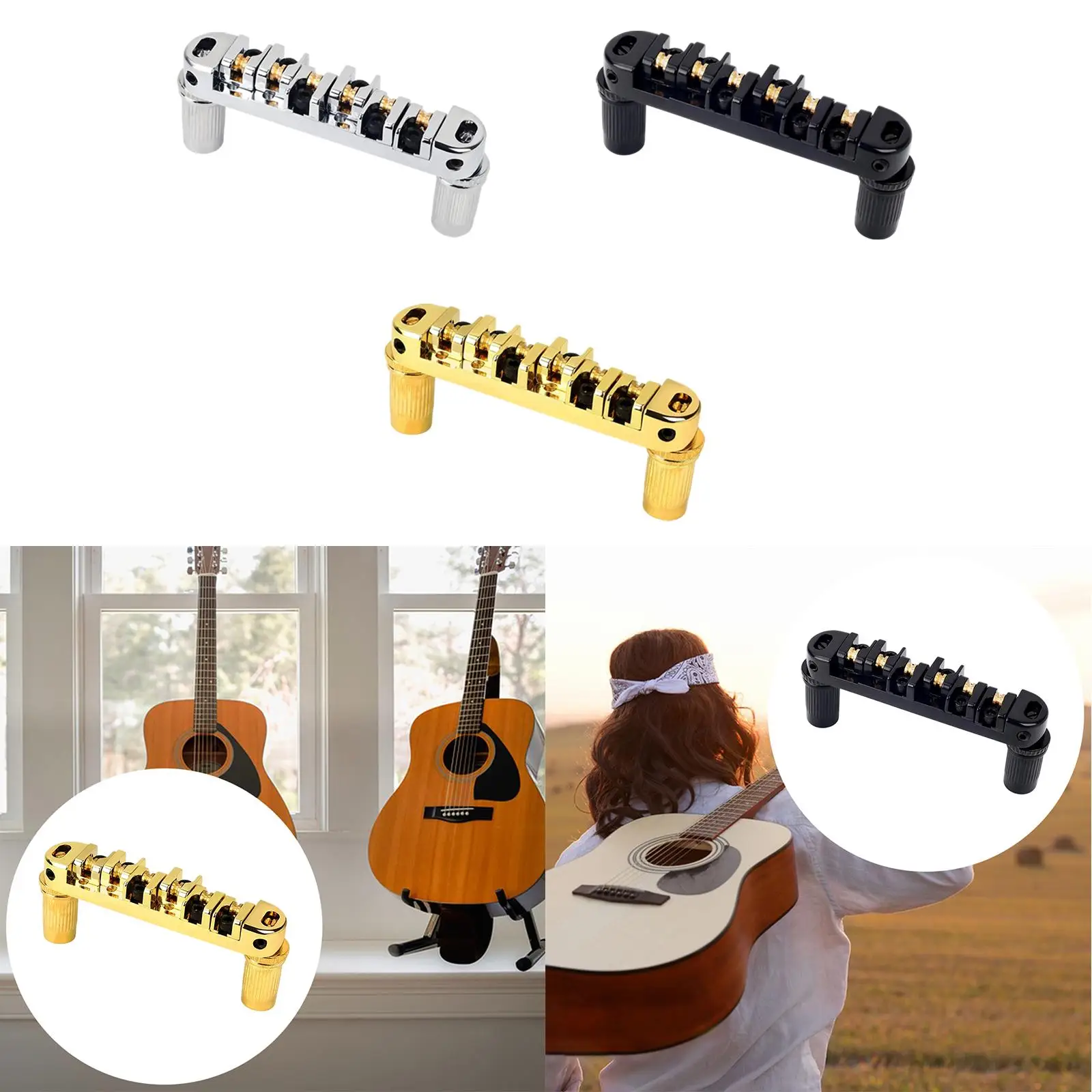 

Roller Saddle Bridge High Stability for Electric Guitar Replaces Accessories