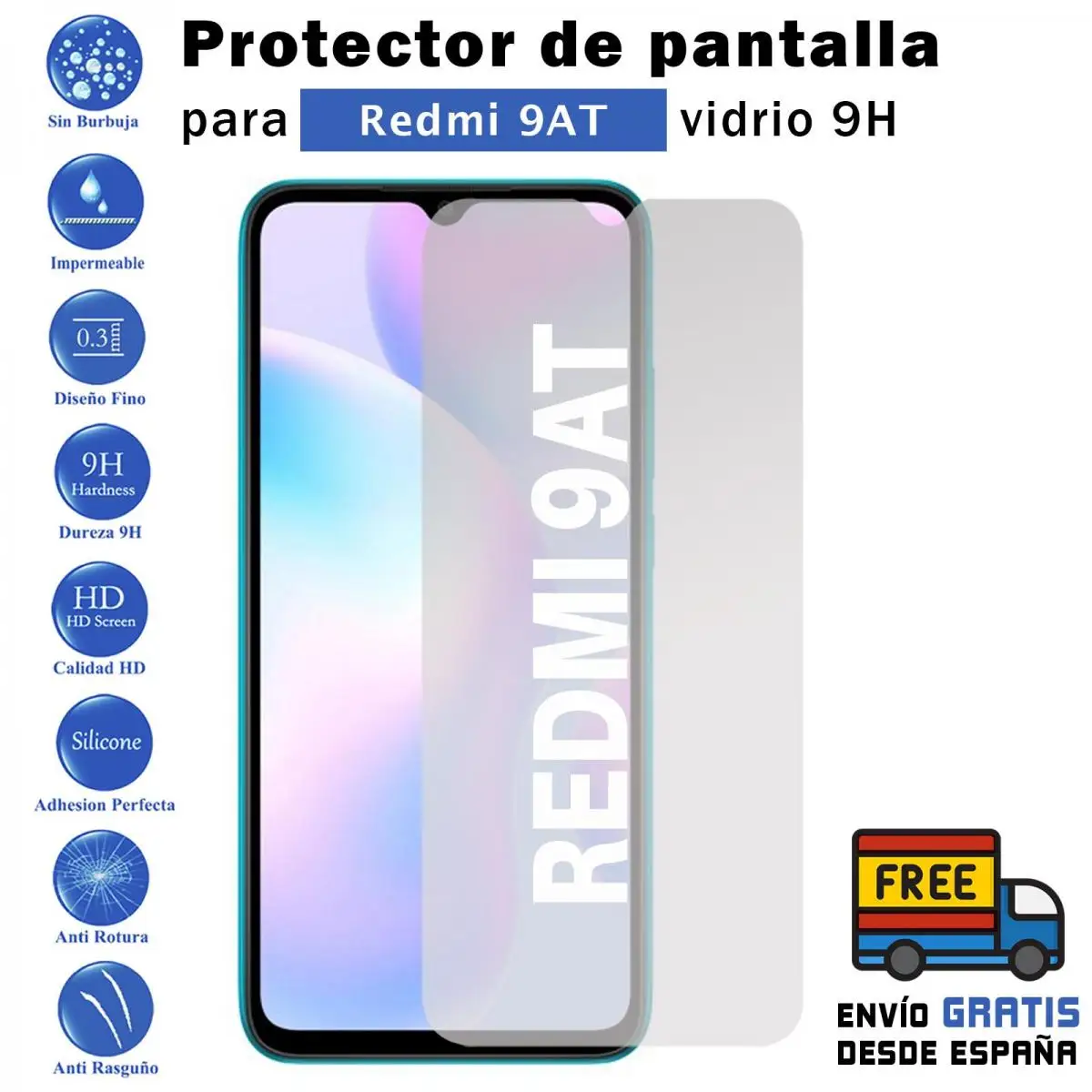 Xiaomi Redmi 9AT tempered glass screen Protector 9H for movil - Todotumovil