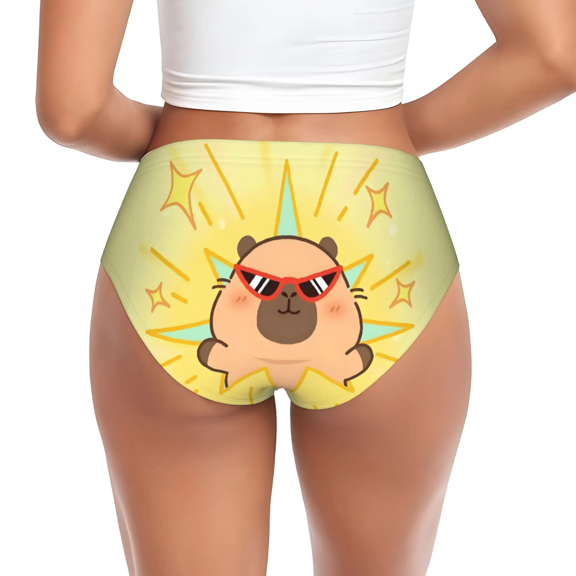 Custom Funny Capybara Brief Panties Womens Breathable Stretch  Underwear