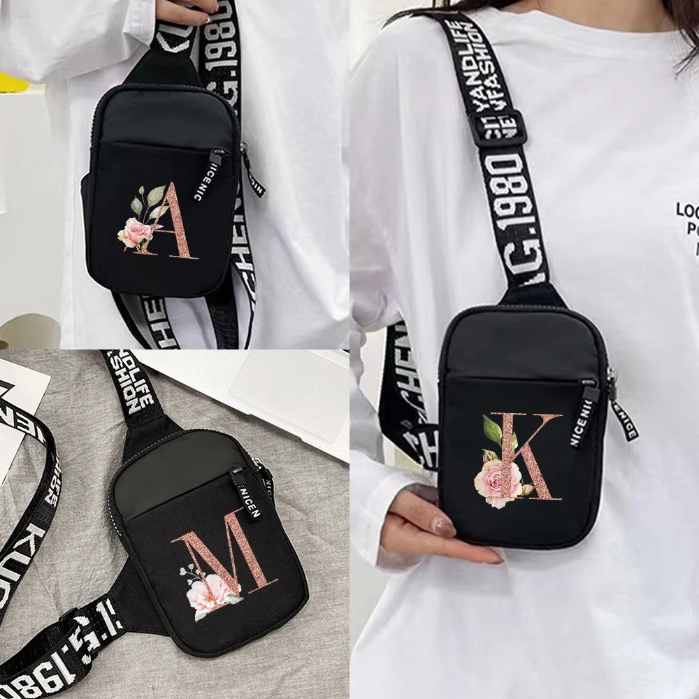 2026 New Breast Chest Bags for Men and Women Multi Functional Crossbody Bag Rose Gold Series Outdoor Sports Chest Backpack