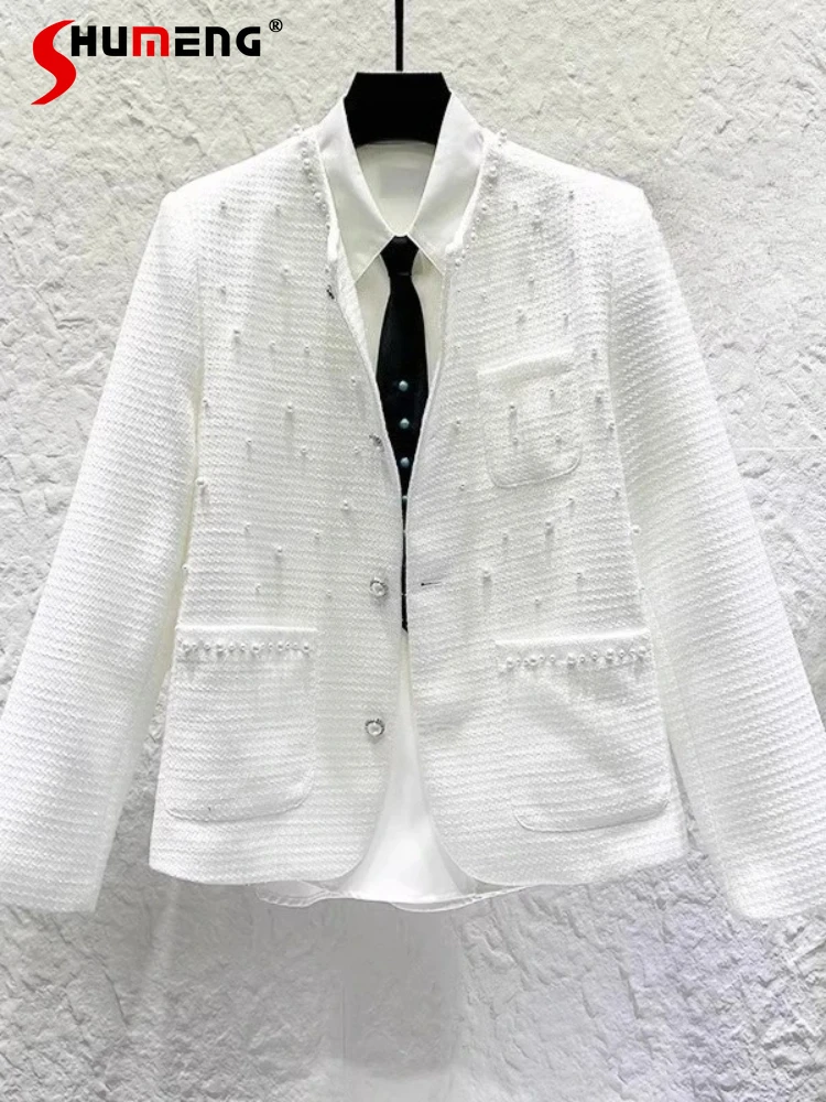 

2025 Autumn New Men's Fashion Light Luxury High-end Tops Male Stylish Beaded Small Fragrant Coats Men's Trendy Versatile Jackets