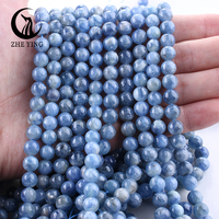 Zhe Ying 100% Natural Kyanite Gemstone Beads Round Loose 6 8mm Stone Beads for Jewelry Making Diy Accessories