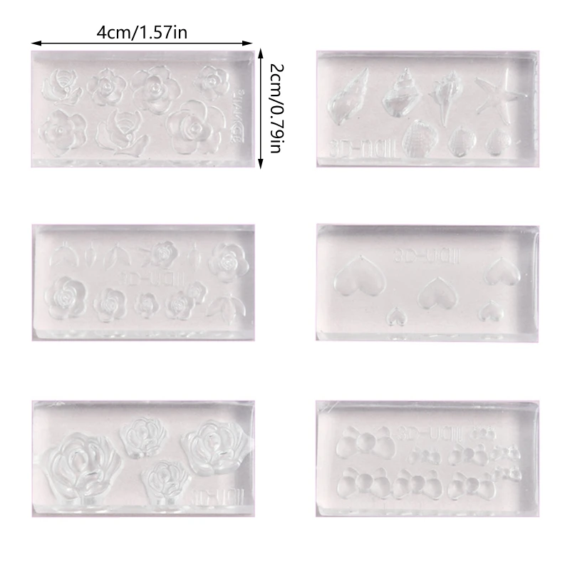 E15E 6 шт. 3D стерео мини-форма для резьбы по цветку, шаблон для дизайна ногтей, силиконовая форма