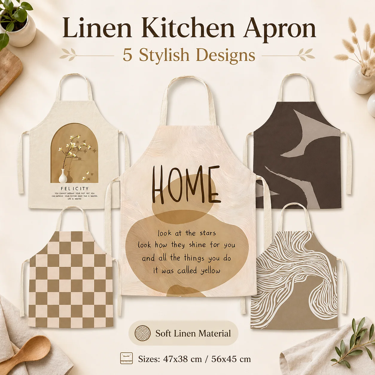 

Soft Linen Kitchen Apron For Women Men Sleeveless Cooking Chef Pinafore Home Baking Barista Workwear Anti-Fouling Bib