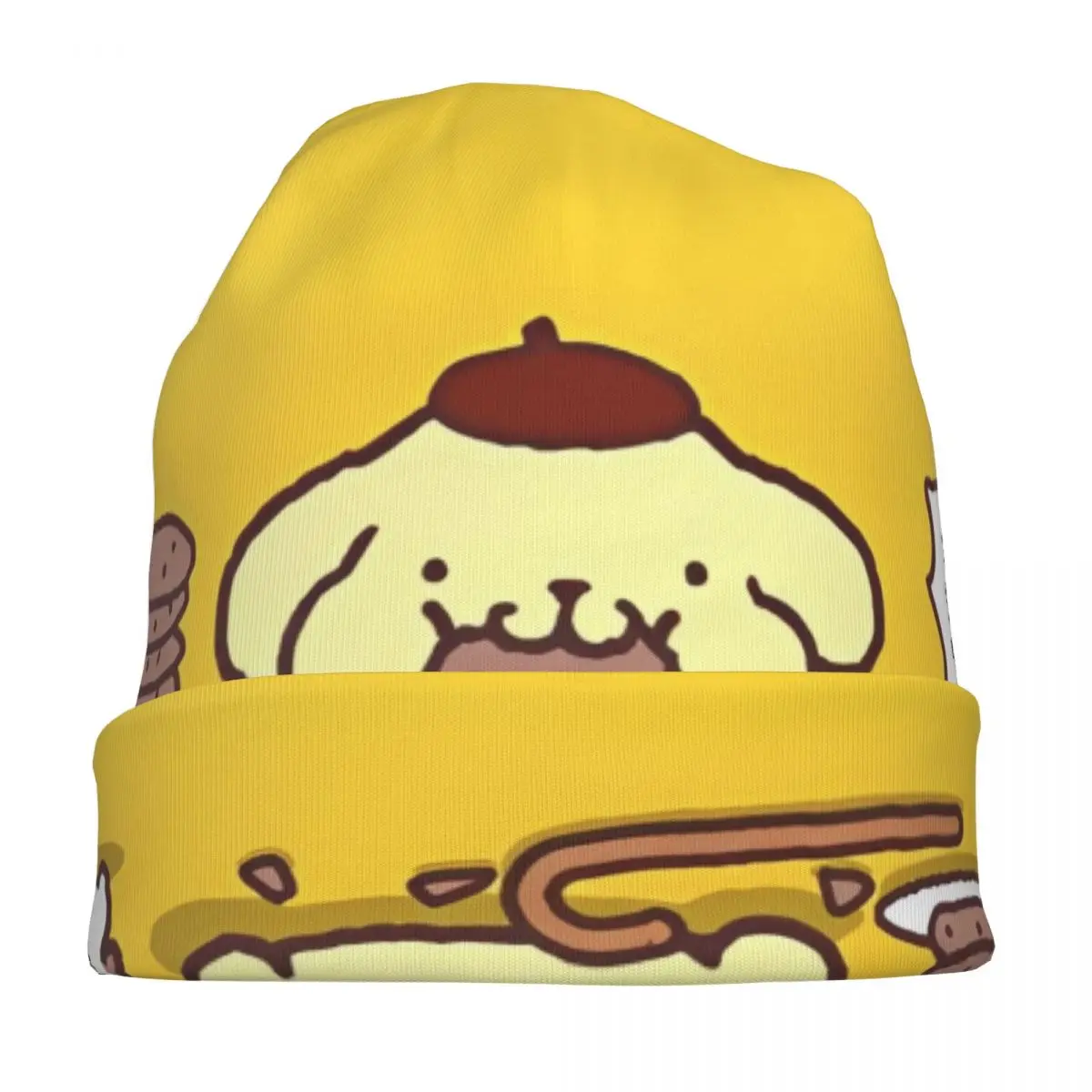 ポムポムプリンクッキーを食べるキャップヒップホップ男性女性スキースカリービーニー帽子夏暖かいデュアルユースボンネット帽子