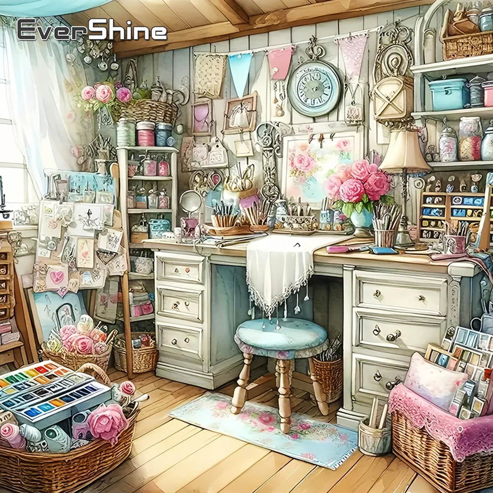 EverShine Novelty 2024 Diamond Painting Scenery Complete Kit Mosaic Flower Room Craft Supplies Embroidery Sale Personalized Gift