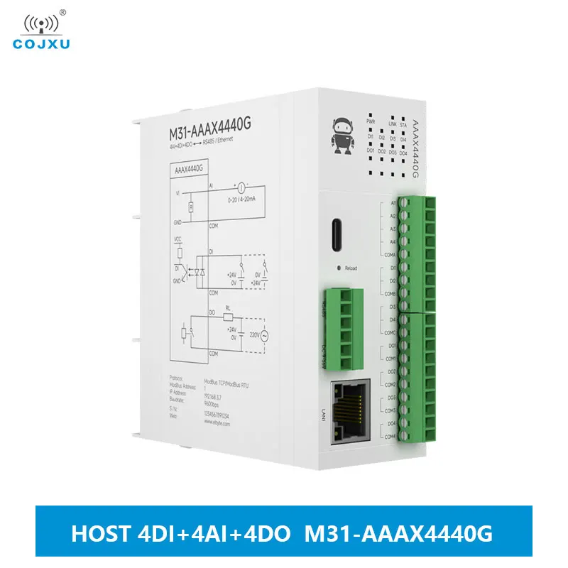 

4DI+4AI+4DO Distributed Remote IO Module Analog Switch Acquisition COJXU M31-AAAX4440G Host Module Free Splicing PNP NPN