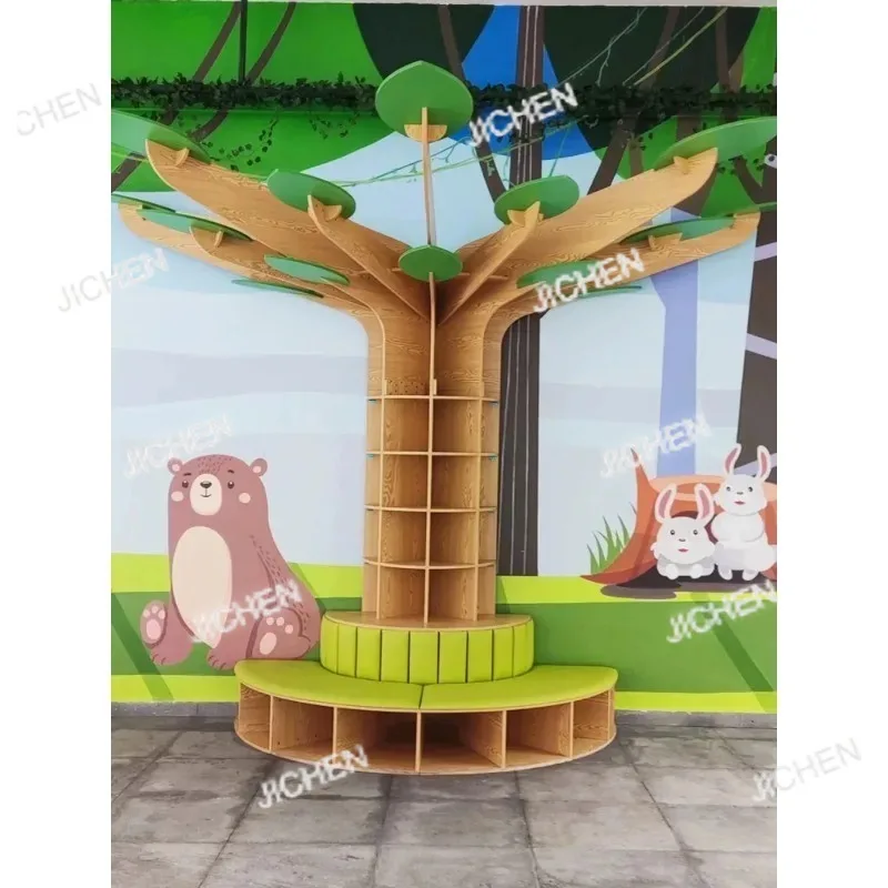 

Деревянный книжный шкаф в форме дерева для детского сада и дошкольных учреждений, мебель для уголка чтения