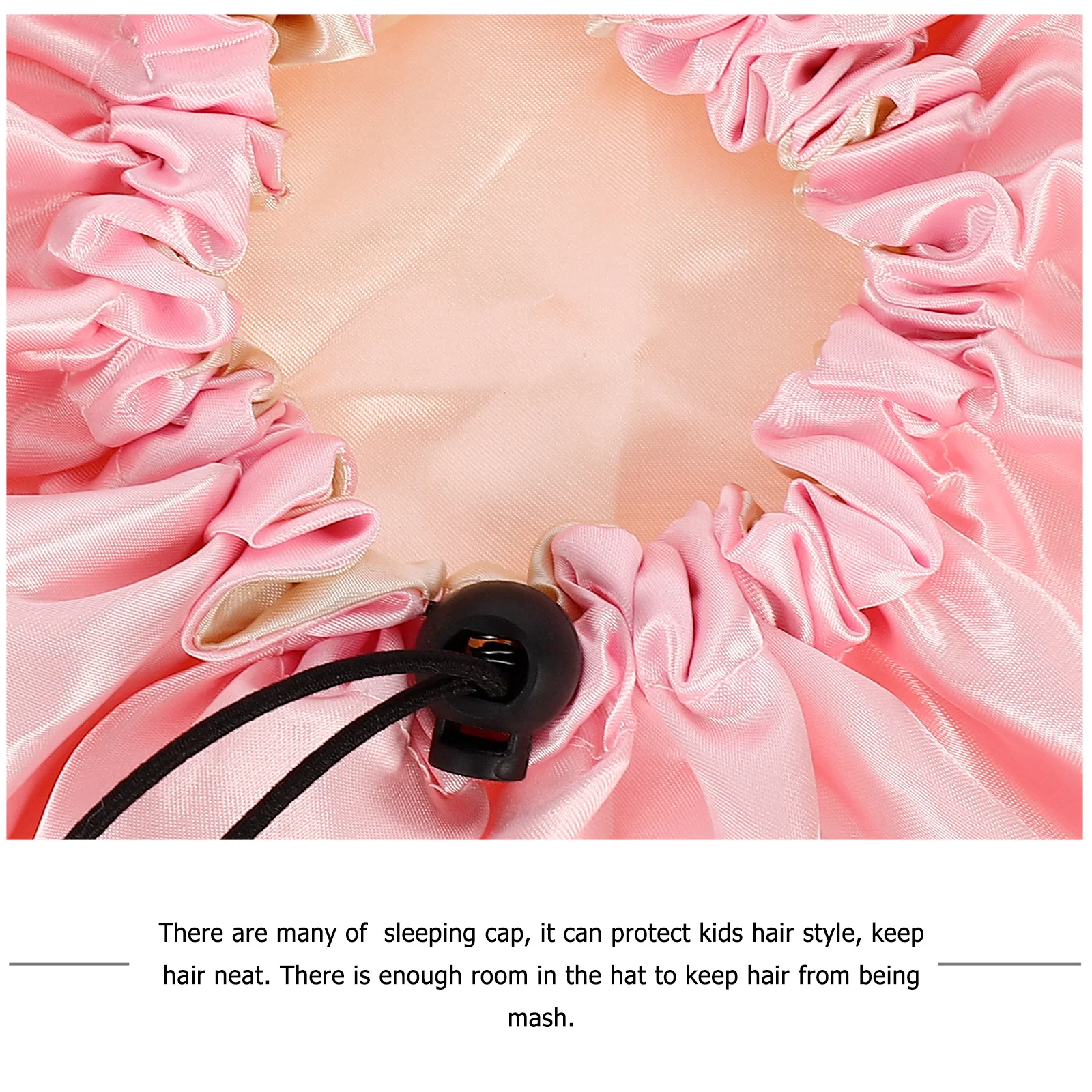 

Kids Double Layer Satin Sleep Cap Elastic Adjustable Hair Bonnet For Night Use Washing Shower Sleeping For Kids Night