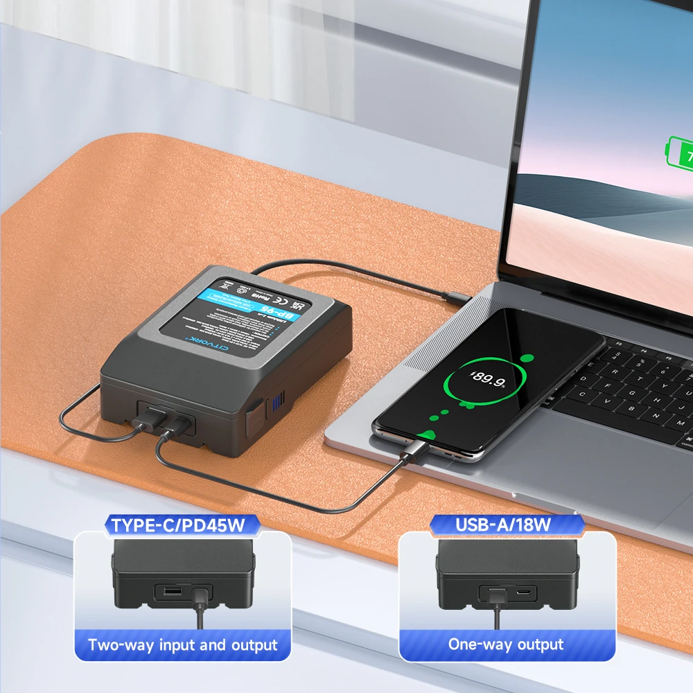 Mini V Mount Battery 95Wh BP-95 V Lock Batteries 6600mAh with PD 20W Fast Charge Port for SONY HDCAM XDCAM Camera BMPCC 6K Pro