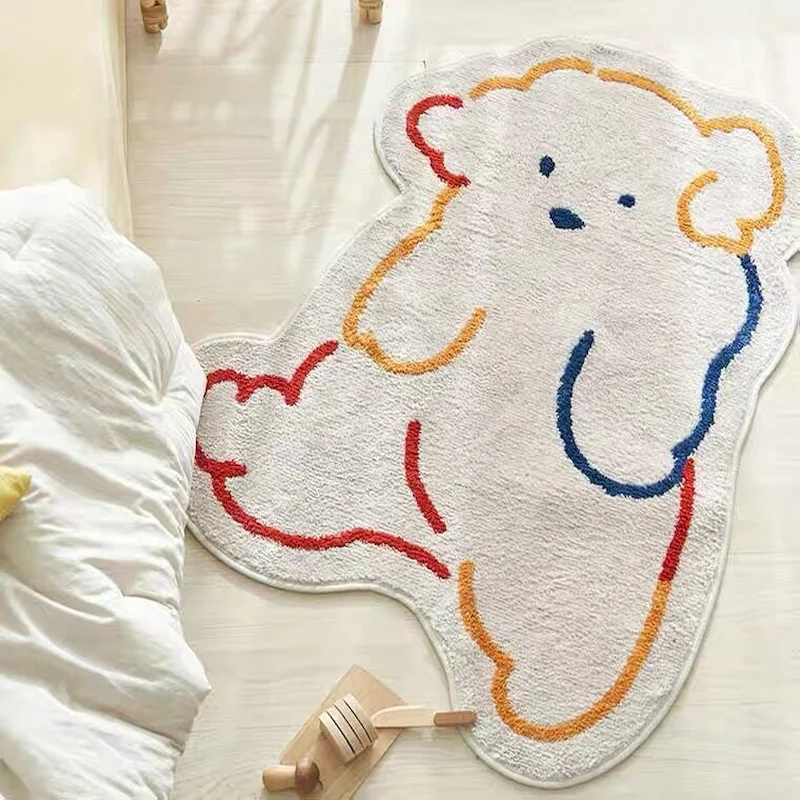 VIKAMA Colorful Lines Cat And Dog Bedside Carpet Anti Slip Soft Floor Mat Cartoon Cute Indoor Home Decoration