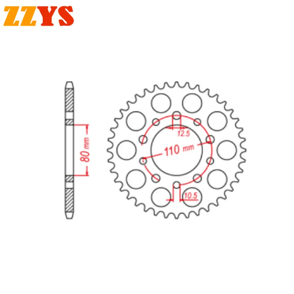 525 39T 42T 44T 45T Rear Sprocket Gear Wheel For Honda CB400 Super Four VTEC Revo III Bol D'or NC39 CBR400R VFR400R CBR CB 400