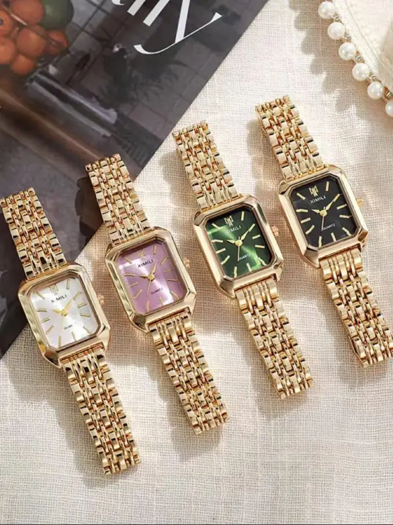 Luksusowe zegarki damskie moda prostokąt damski pasek stalowy zegarek kwarcowy Reloj Mujer Relogio Feminino dziewczyny zegar prezent — zdjęcie 2