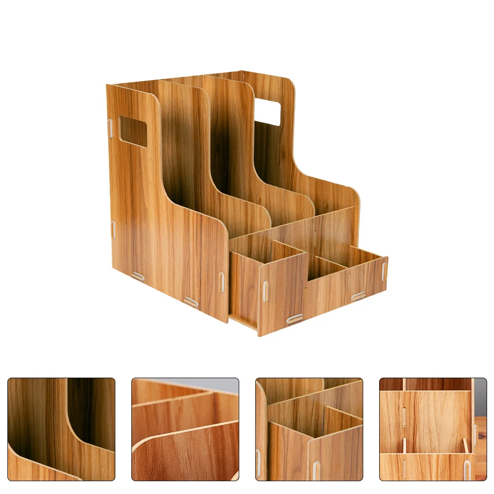 

Wooden Desk Bookshelf Storage Wooden Bookshelf Container Desktop ganizer Folder Holder Book Rack Document Tray