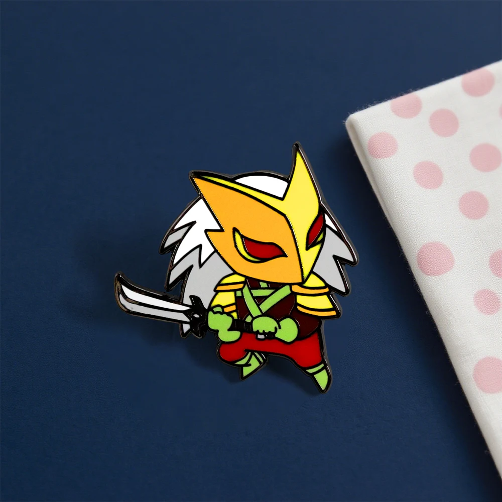 Retro-Stil Goldhelm-Krieger-Brosche „Slay The Spire“ Krieger-Abzeichen Q-Version Held mit Schwert Emaille-Pin Spiel-Peripherie – Detail 4