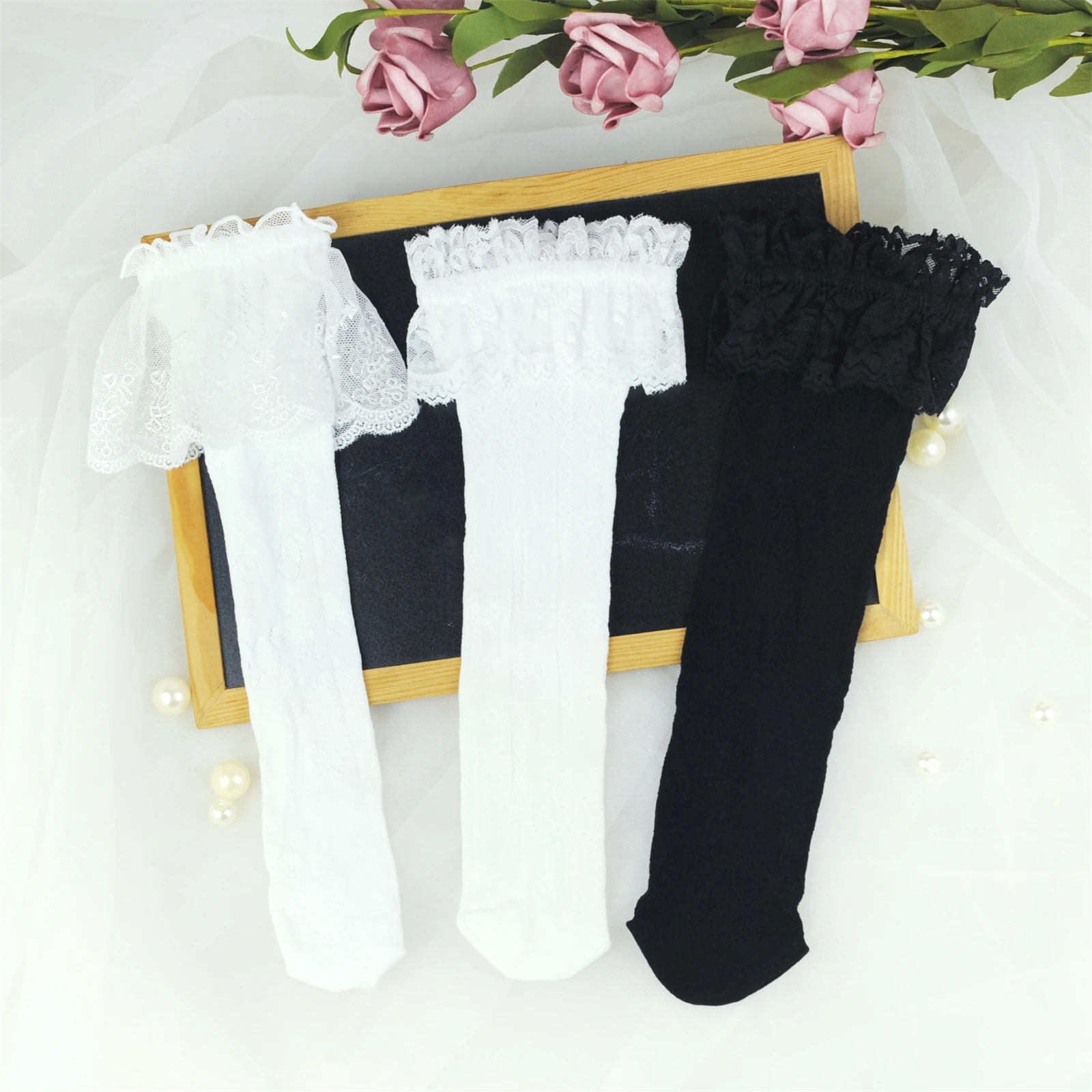 RMSWEETYIL الدانتيل كشكش مكشكش شبكة الجوف خارج مثير للنساء الكاحل الجوارب أسود أبيض لطيف يتوهم لوليتا القوطية الخس الجوارب