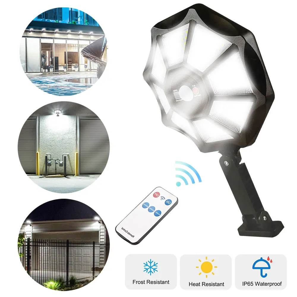 2400Mah Led Zonne-Energie Verlichting Waterdichte Beveiliging Schijnwerpers Buiten Bewegingssensor Wandlamp Waterdichte Tuin Tuin Straatlantaarn