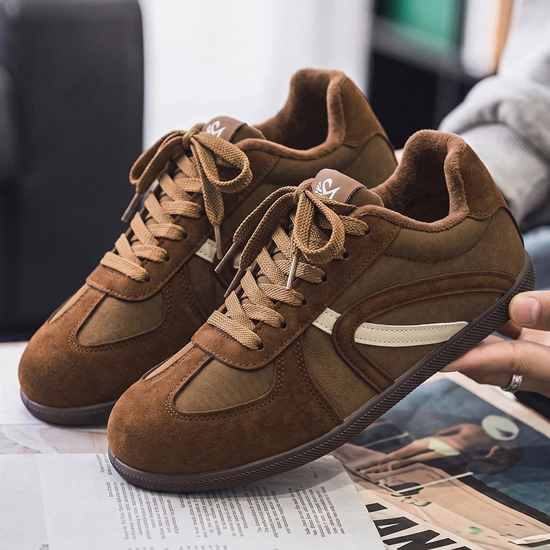 Men's Winter Autumn Fleece Lined Thick Warm Skate Shoes Fashion Casual Sneakers All Match Daily Walking Shoes