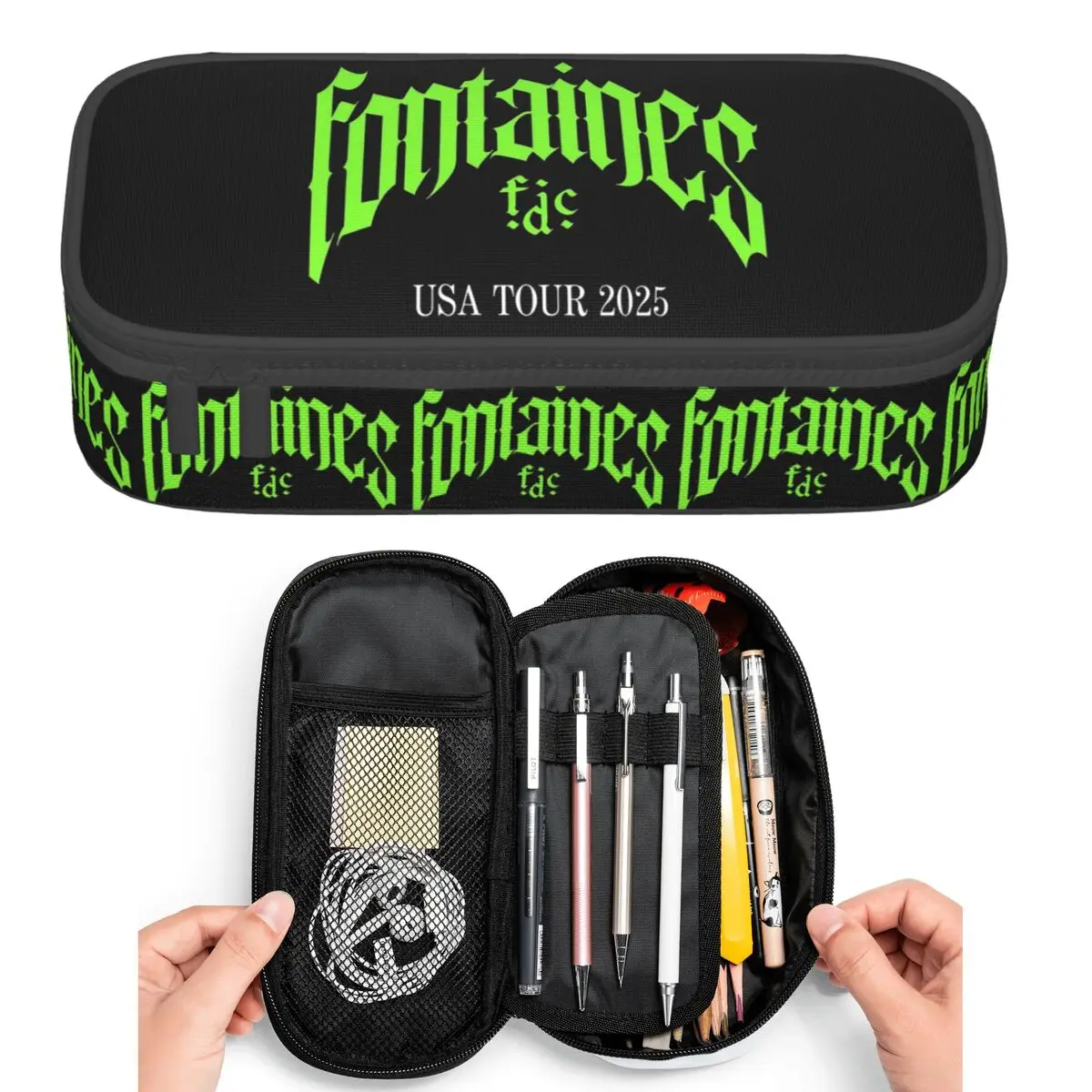 

Fontaines DC Band Tour 2025 Pencil Cases for Students Pen Box Pencil Bag Large Storage Pencil Pouch Pen Holder