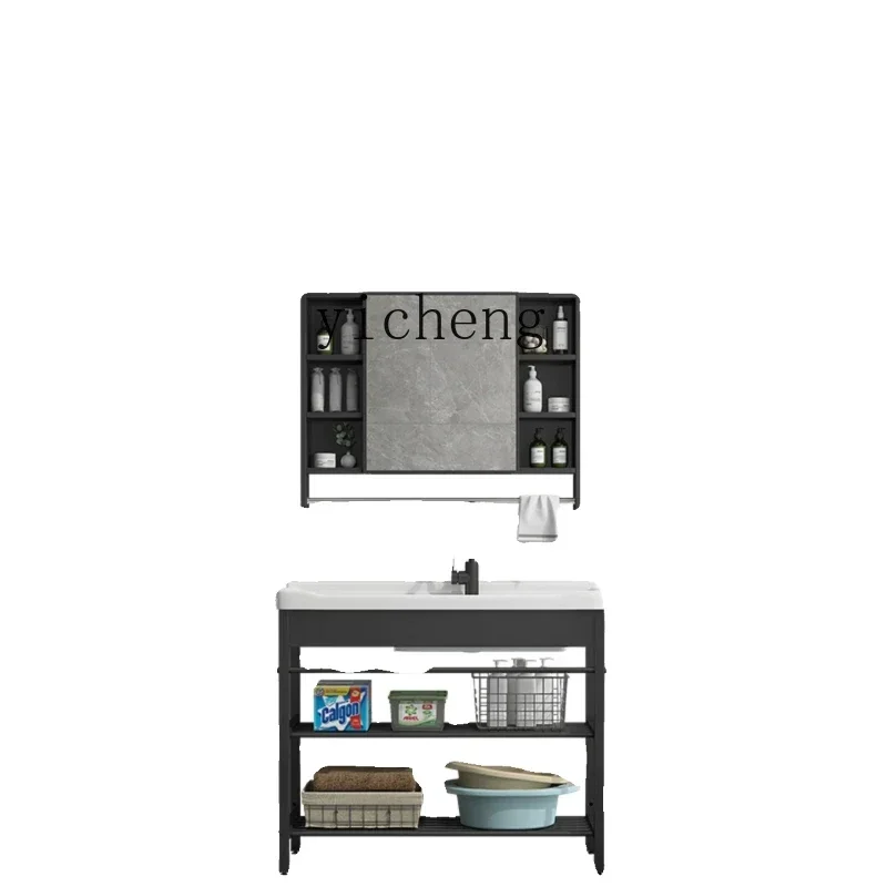 TQH laundry sink stainless steel bracket washbasin balcony laundry pool basin integrated ceramic washbasin with rubbing plate
