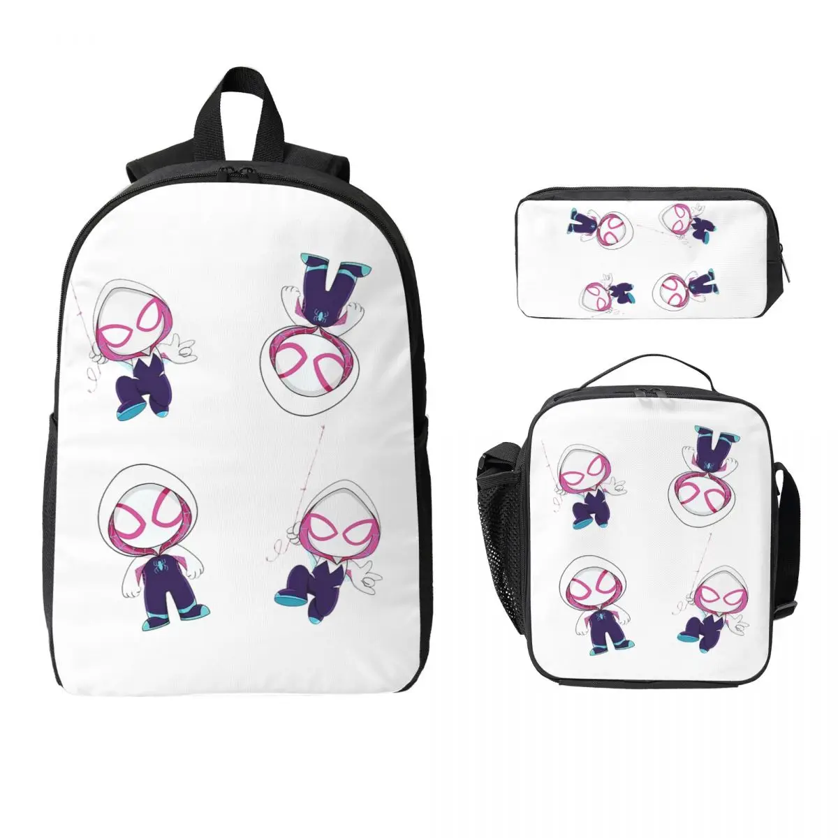 

Gwen Little Spider Ghost Backpack Student Boy Girl BookBag School Bag Computer Shoulder Bags 3ps Insulated Lunch Bag Pencil Case