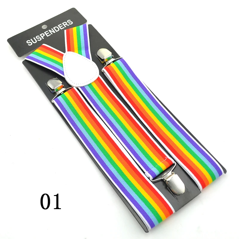 Nowe damskie szelki do koszuli męskie paski do spodni klipsy do spodni elastyczne szelki z paskami o szerokości 3,5 cm w tęczowe paski