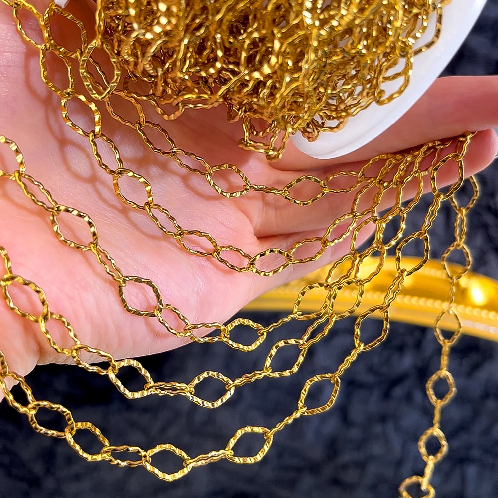 

2Meter 1Meter Stainless Steel Embossing Long Oval Chain Simple Horse Eye Chain DIY Necklace Bracelet Bag Chains Supply Wholesale