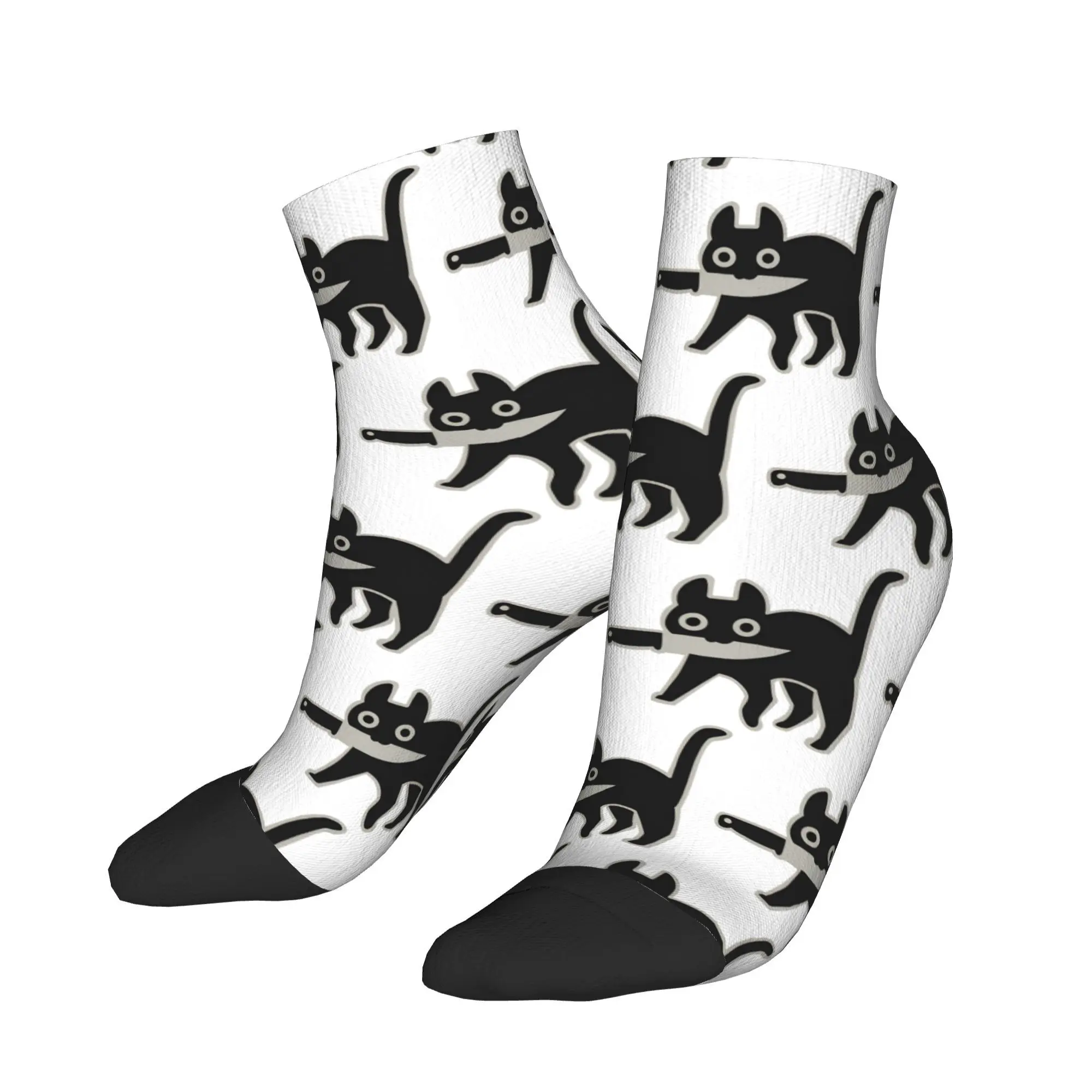 Fun A Black Cat Eating Fish Japanese Style  Ankle Socks  Non Skid Soft Breathable Running Sport Socks For Unisex Men Summer Sock