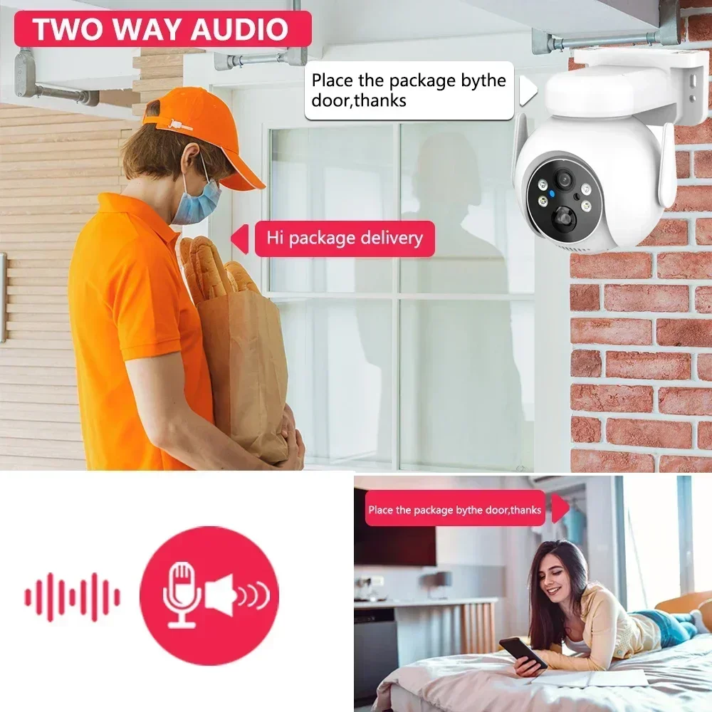 4mp Zonnecamera Wifi Cctv Bewakingscamera Waterdicht Nachtzicht Ptz Tweeweg Audio Pir Menselijk Detecteren 5mp 8ch Wifi Nvr Kits