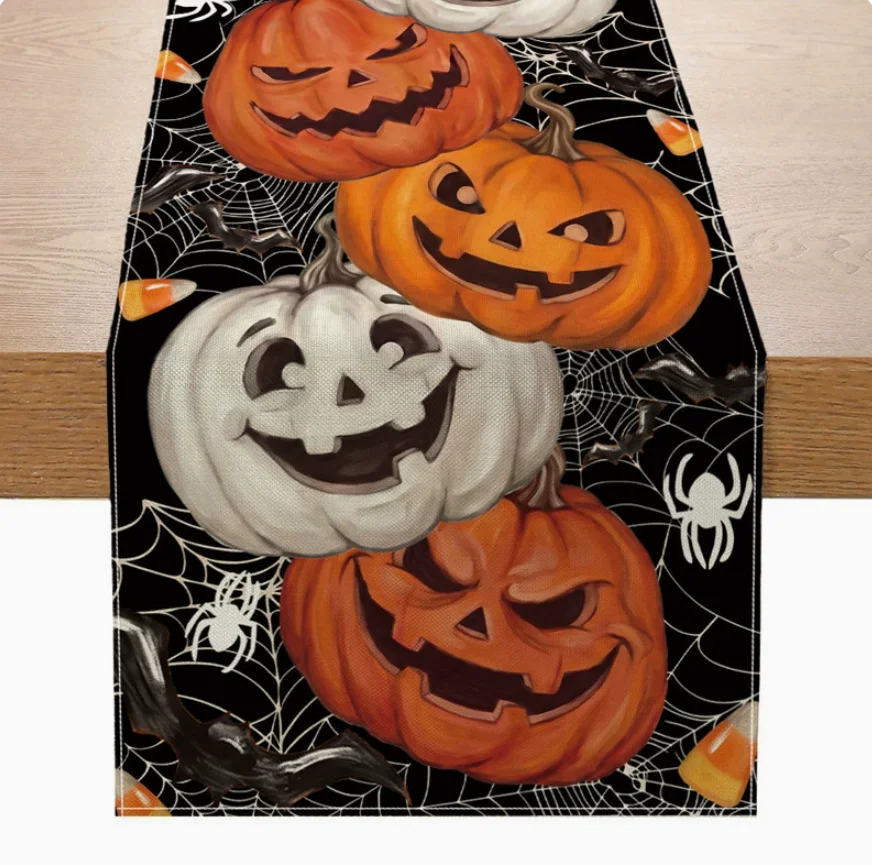 Christmas Table Runner - Black Spider Web Table Runner with