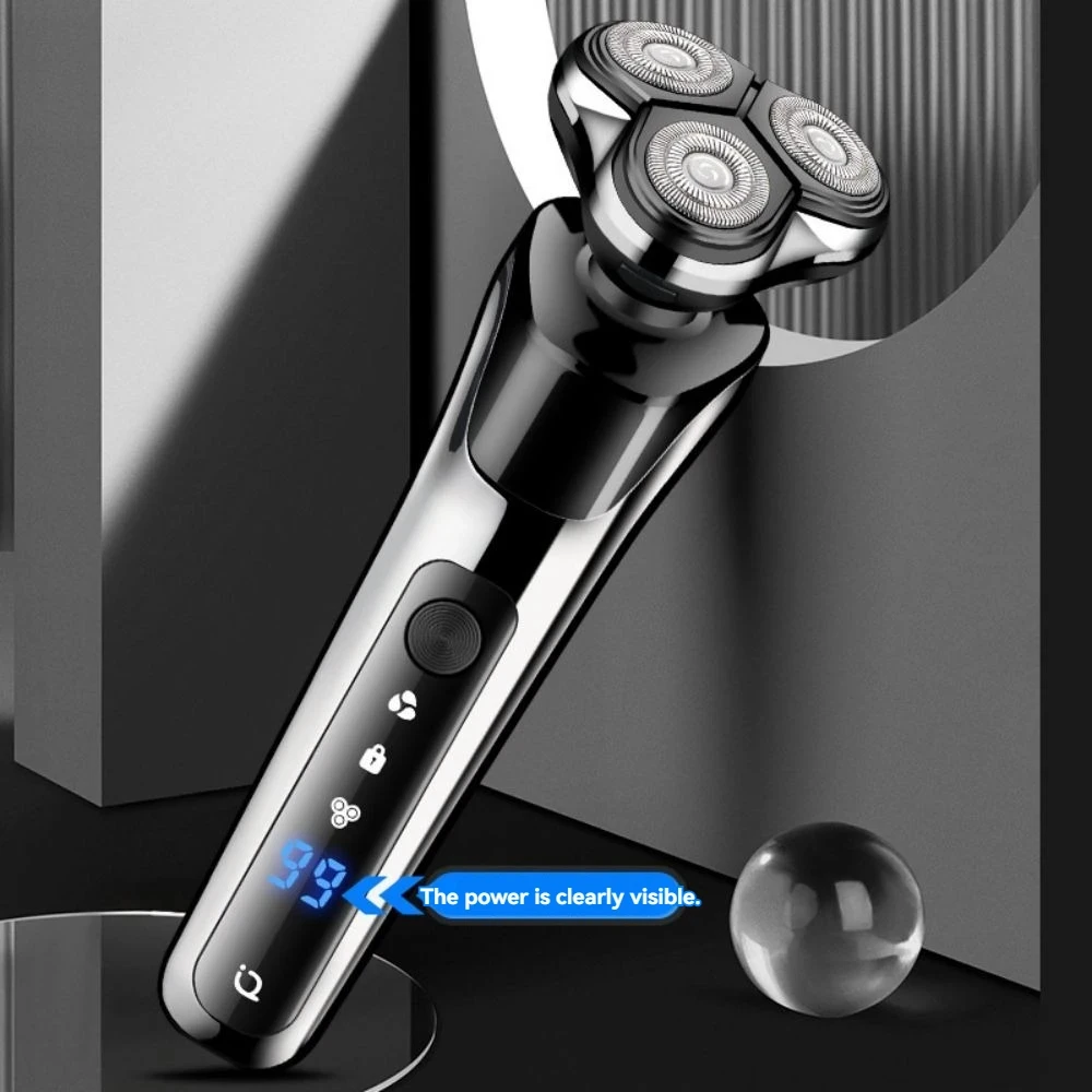 ماكينة حلاقة كهربائية من Xiaomi 3 في 1 برأس مزدوج 5000 شاشة ديجيتال قابلة للغسل وقابلة لإعادة الشحن بدون فرش للرجال ماكينة حلاقة سريعة الشحن 2025