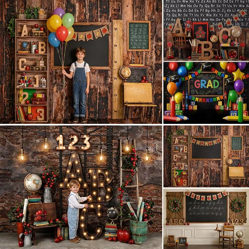 Fond de photographie LS Vintage avec globe terrestre et carte du monde, pour la géographie en classe, la rentrée scolaire, les portraits d'enfants, accessoires de studio