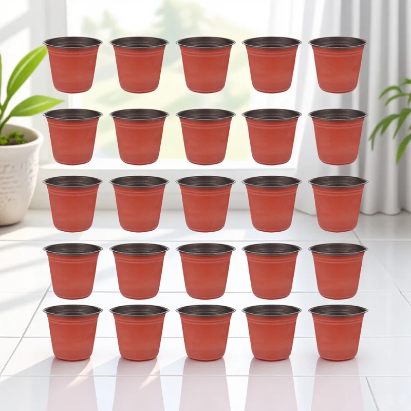 50개 플라스틱 묘목 화분 튼튼한 식물 화분 다육식물 꽃 정원 식물 용품 배수 구멍 포함