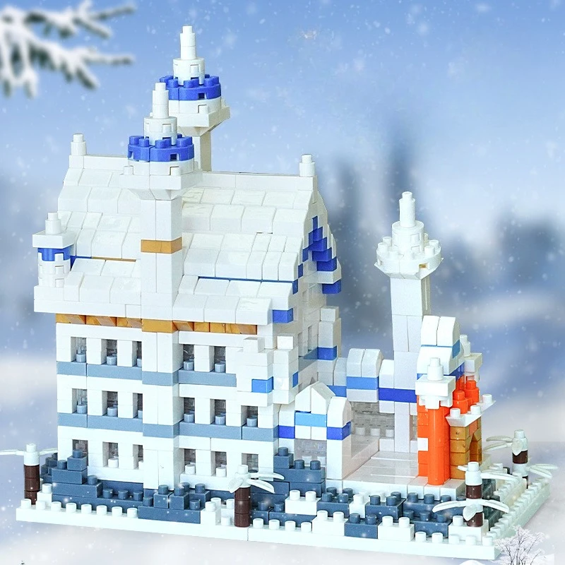 MOC – ensemble de blocs de construction de château en pierre de cygne russe, jouets d'architecture de maison célèbre d'hiver blanche pour enfants, cadeau spécial d'anniversaire