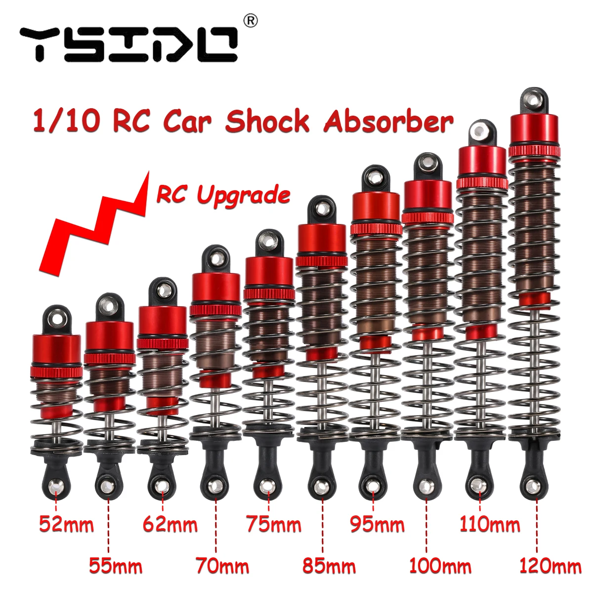 

4Pcs 52mm-120mm RC Car Shock Absorber for 1/10 RC Monster Trucks Buggy Truggy On-Road Touring Drift Cars LC Racing Upgrade Parts