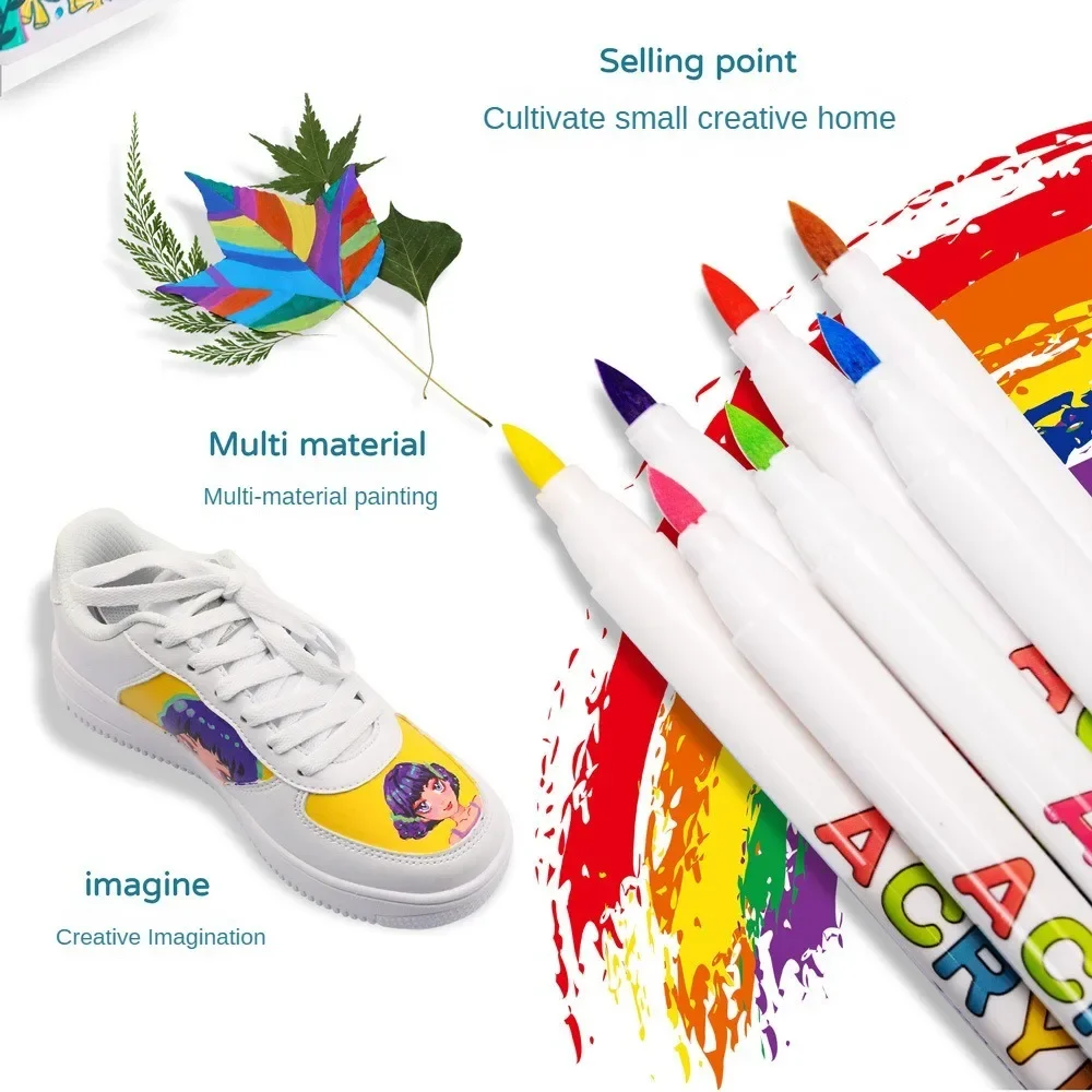 18/24/36/84 Colors Acrylic Marker Set Brush Pens for Fabric Rock Painting Ceramic Glass Canvas Art Supplies School Supplies