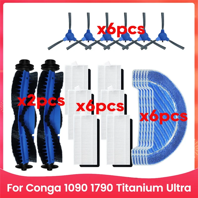 

A25I-For Conga 1090 1790 Titanium Ultra Vacuum Cleaner Main Side Brush Filter Mop Brush Parts Accessory Kit