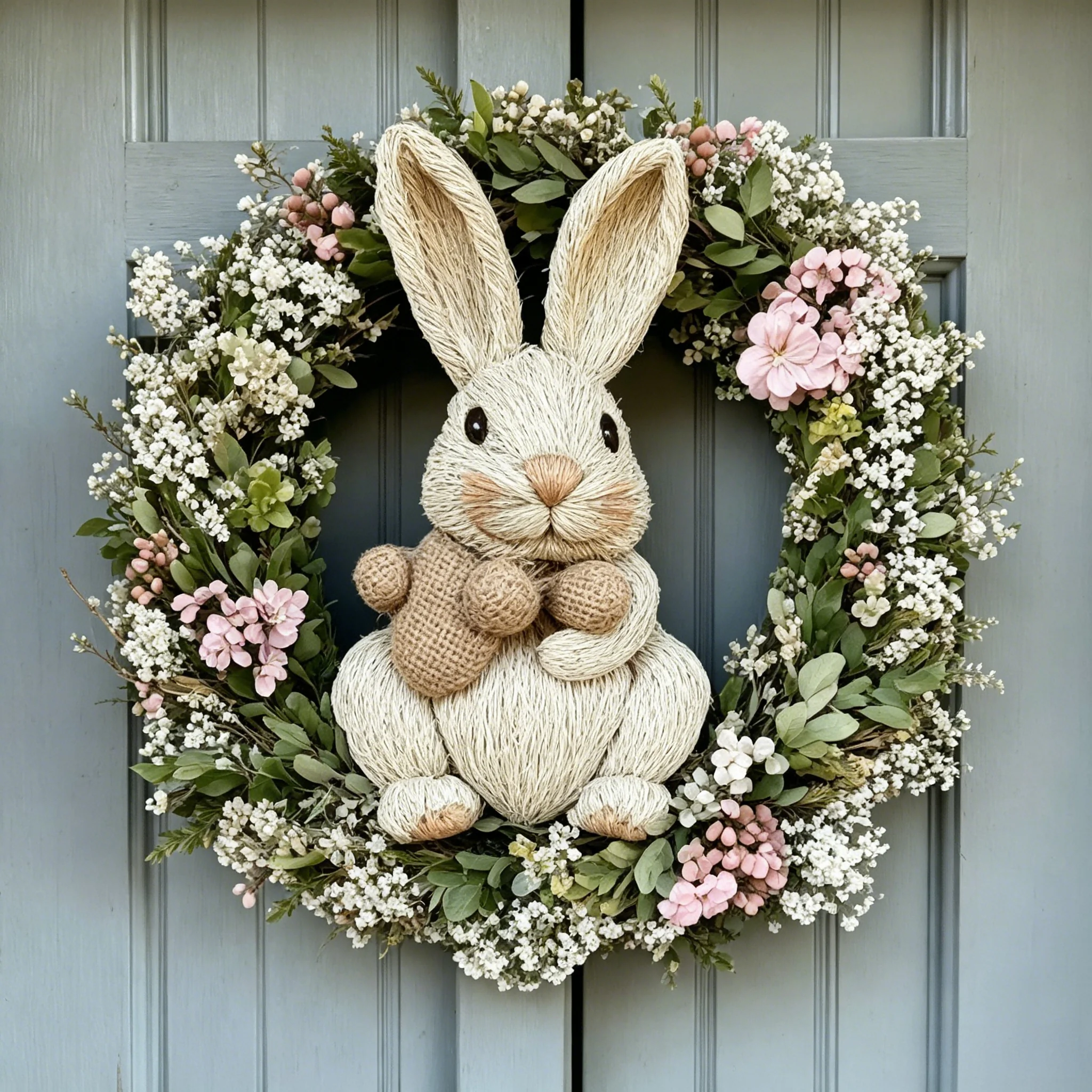 High Quality Farmhouse Style Woodland Animal Floral Wreath Weather-resistant Outdoor Garden Porch & Cottage Wall Hanging Decor