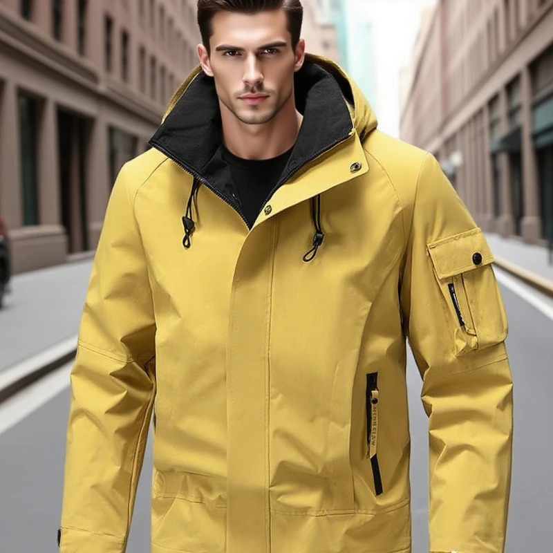 

Spring Autumn Men Casual Versatile Hooded Jacket Outdoor Sporty Lightweight Loose Fit Casual Wear Fashionable High-qualityJacket