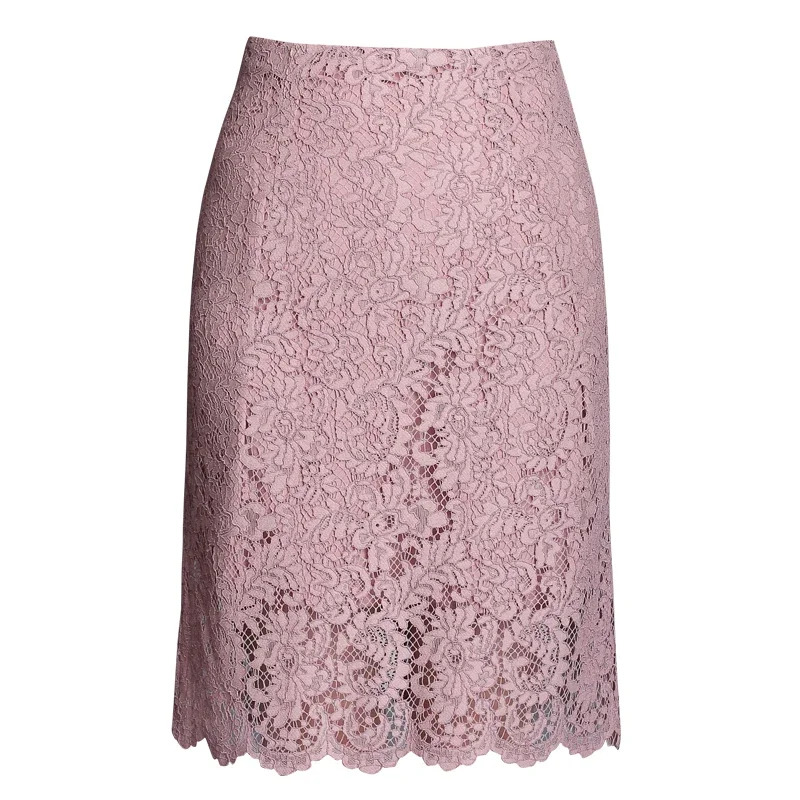 Women Summer Skirts Knee-length High Waist 2025 falda jupe Women A-line Skirt Lace Elegant OL Skirts Womens Pencil