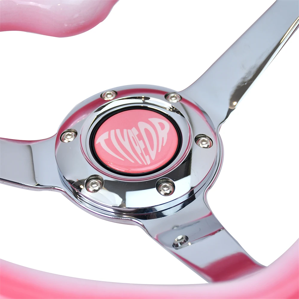 TIYPEOR ABS التدرج الوردي العالمي الرياضة عجلة القيادة 320 مللي متر على شكل قلب الانجراف محاكاة سباق لعبة عجلة القيادة