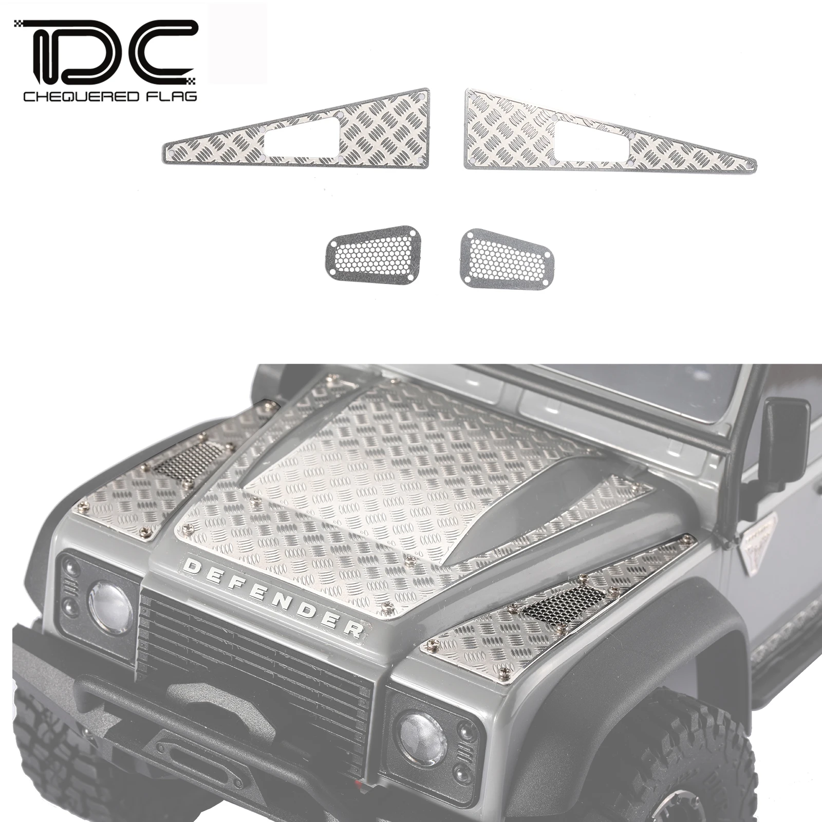 DC Metal Anti-skid Plate Engine Cover Air Inlet for TRX4M 1/18 Defender D110 D190 Modification RC Car Upgrade Parts Accessories