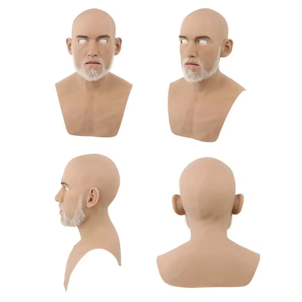 Masquerade Party Realistic Full Face Male Mask Strong Man Customized Halloween Head Cover