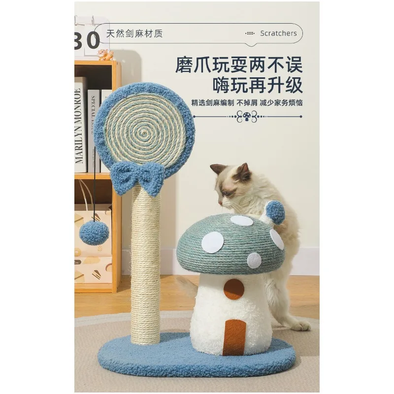 Cute Mushroom House Cat Scratch Board Lollipop Shaping Sisal Grinding Claw Post Cat Bored Pet Supplies view 4